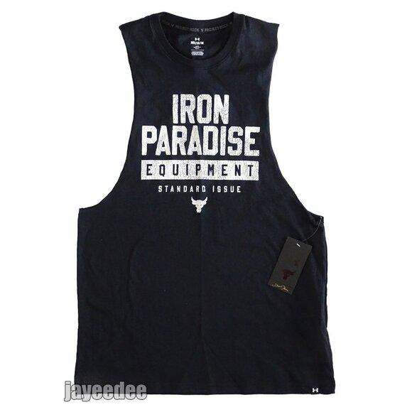 $40 UNDER ARMOUR PROJECT ROCK IRON MUSCLE TANK 1377290-001 BLACK/WHITE M - Picture 5 of 6